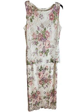 Vtg 90s Lace Burnout Floral Maxi Dress Sz 8 Ethereal Cottagecore Fairy  Coquette
